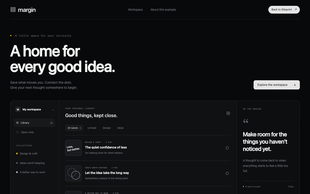 Margin, an original reading workspace a coding agent built from the DESIGN.md